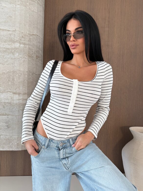 Body Gladiolo prążkowane biało-czarne