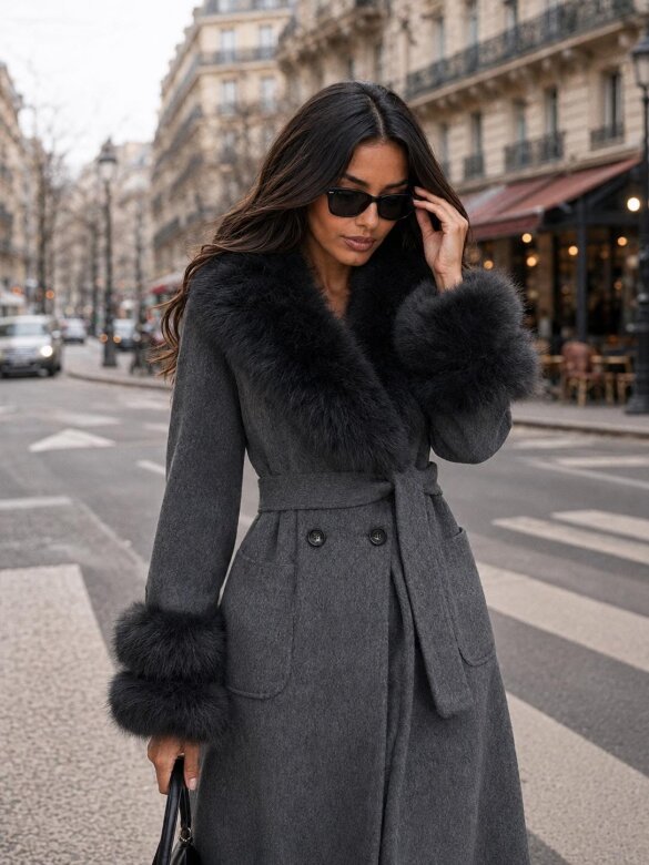 Coat Vento with wool graphite