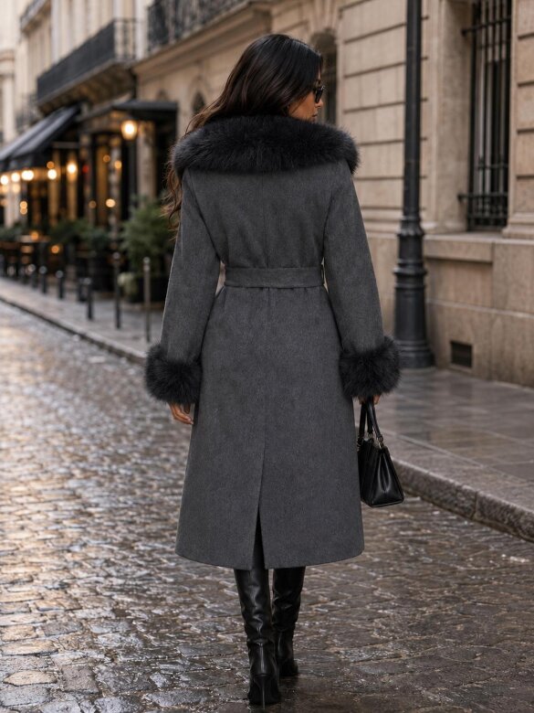 Coat Vento with wool graphite