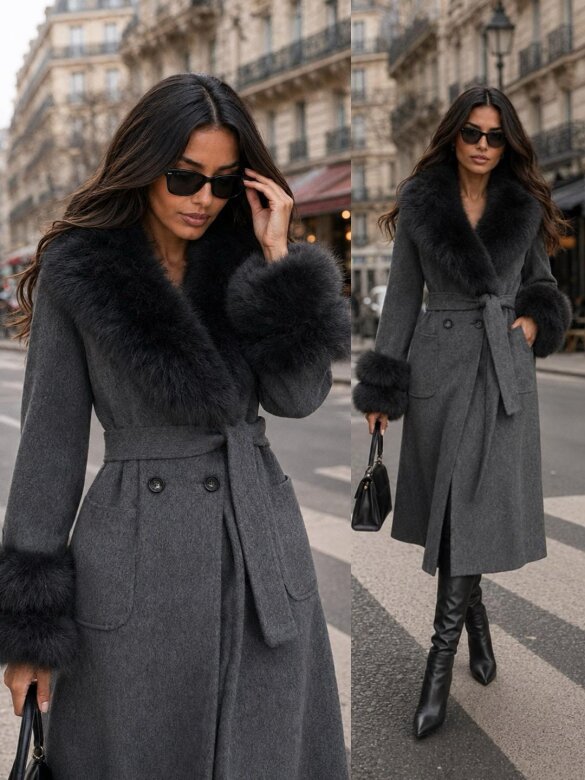 Coat Vento with wool graphite