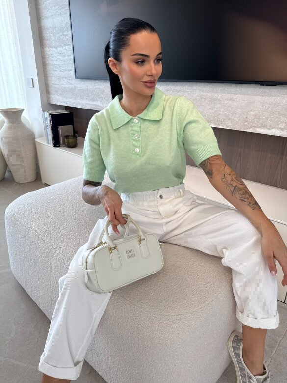 Sweter Tullip z kołnierzem miętowy