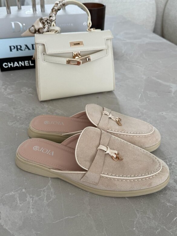 Klapki Vouge zamszowe jasnobeżowe