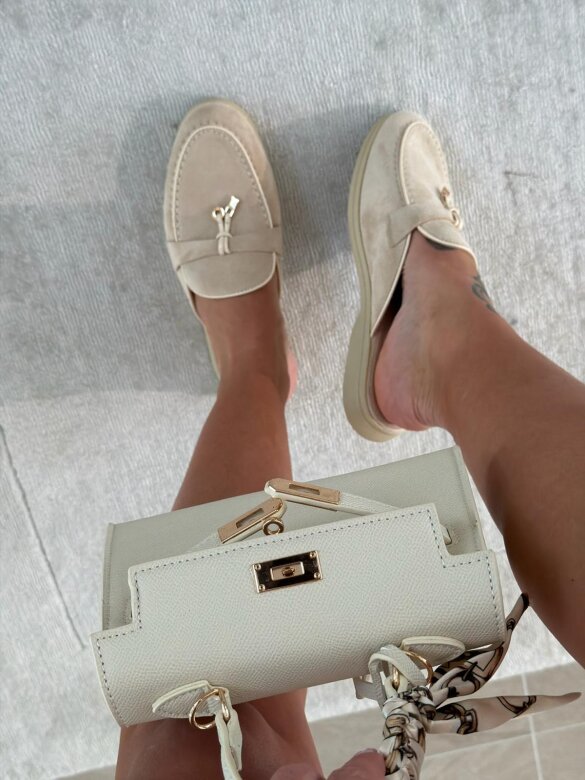 Klapki Vouge zamszowe jasnobeżowe