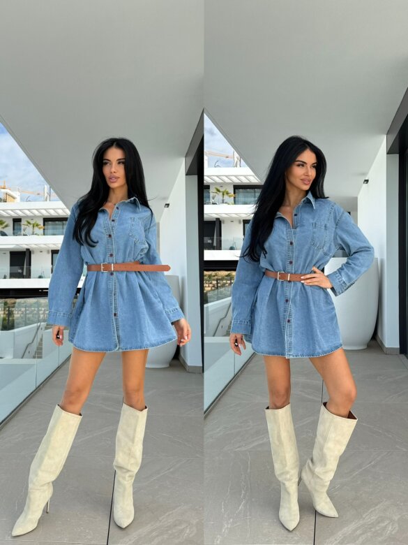 Koszula Sominno jeans oversize niebieska