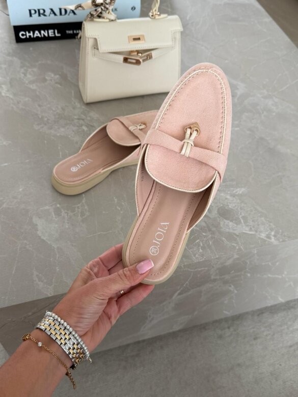 Klapki Vouge zamszowe pudrowe