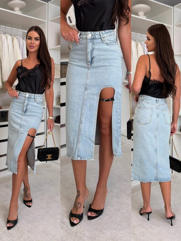Spódnica Marinor jeans jasnoniebieska