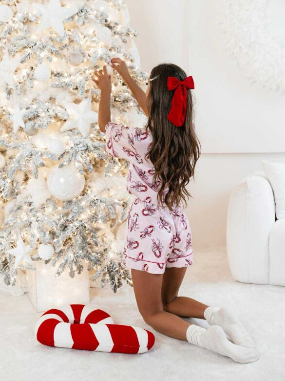 Piżama 2w1 Minnie w laski cukrowe pudrowa