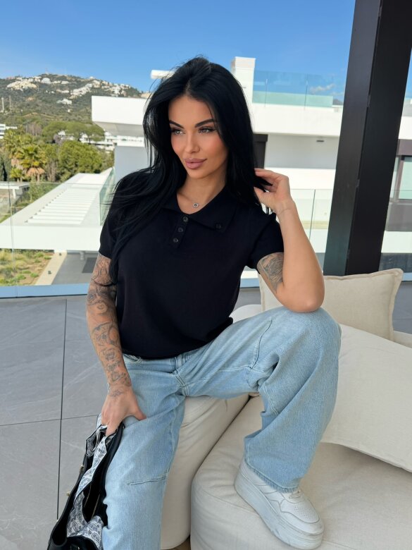 T-shirt Faletto z apaszką czarny