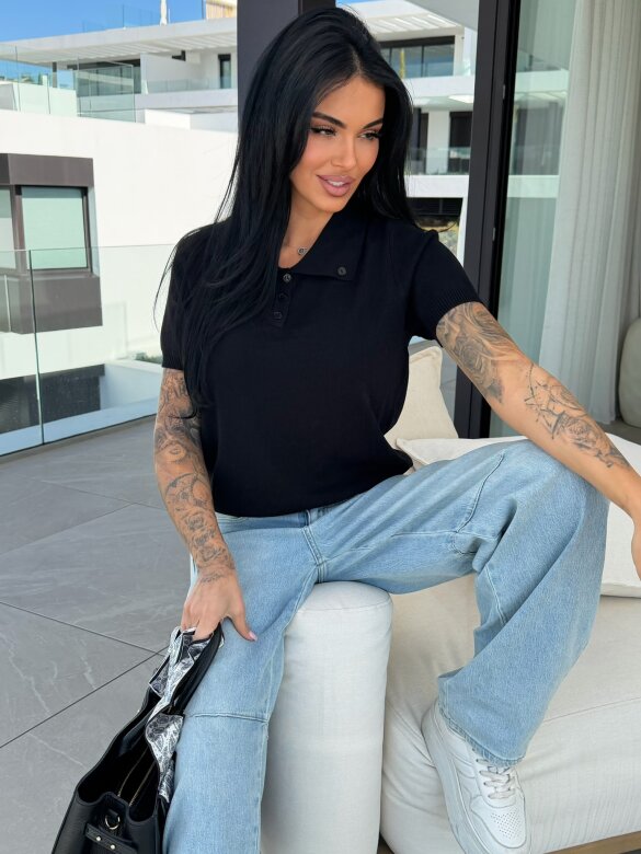 T-shirt Faletto z apaszką czarny