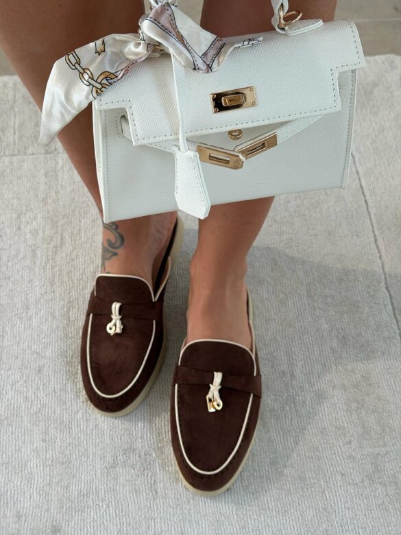 Klapki Vouge zamszowe czekoladowe 