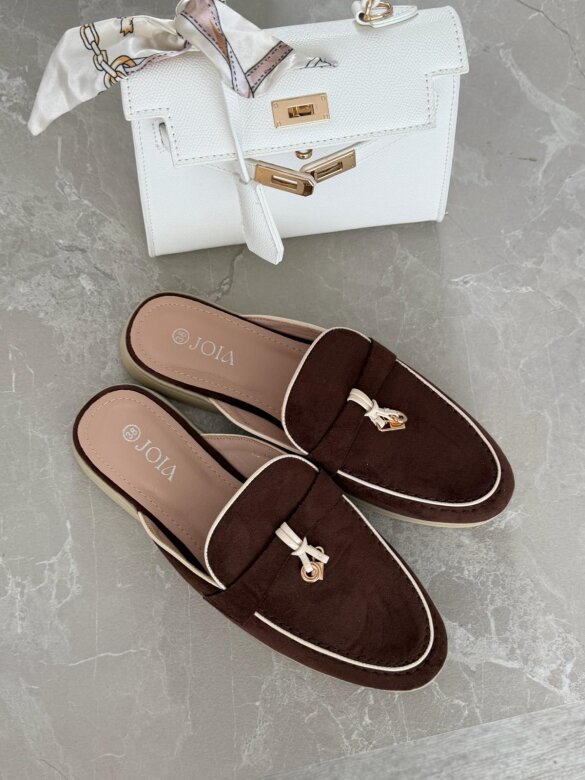 Klapki Vouge zamszowe czekoladowe 