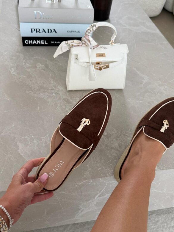 Klapki Vouge zamszowe czekoladowe 