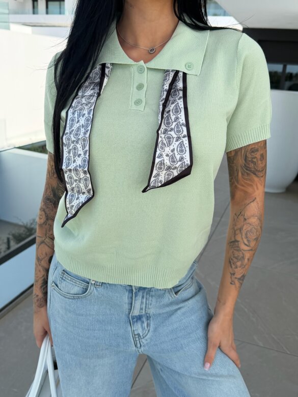 T-shirt Faletto z apaszką pistacjowy