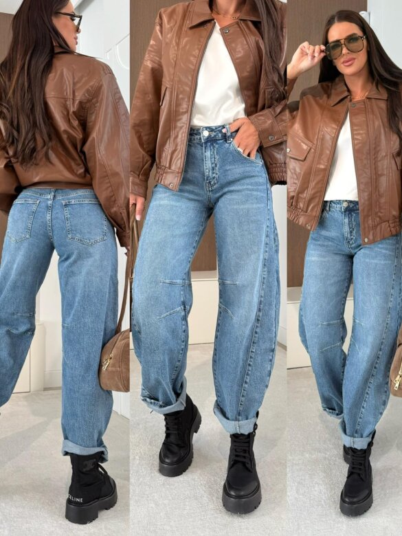 Spodnie John jeans balloon niebieskie