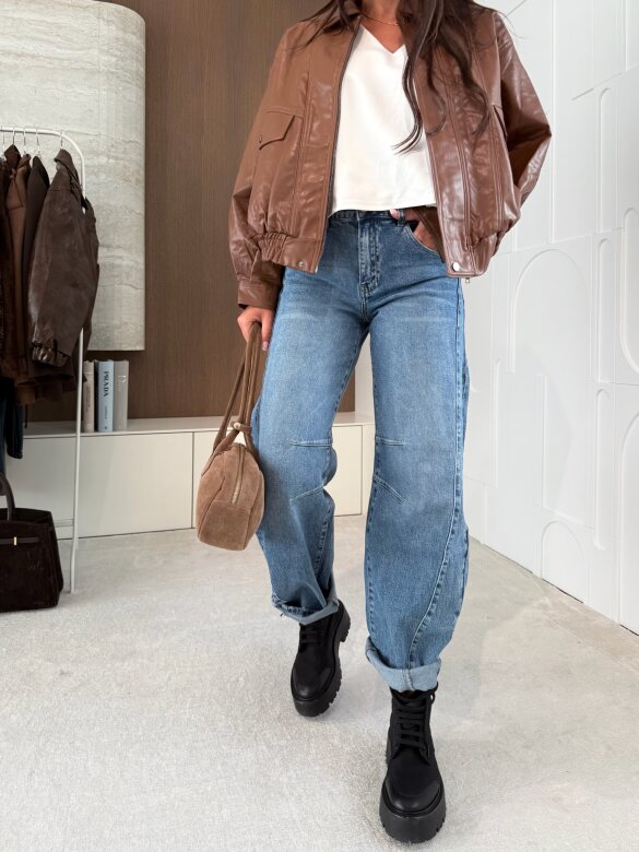 Spodnie John jeans balloon niebieskie