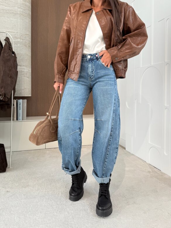 Spodnie John jeans balloon niebieskie