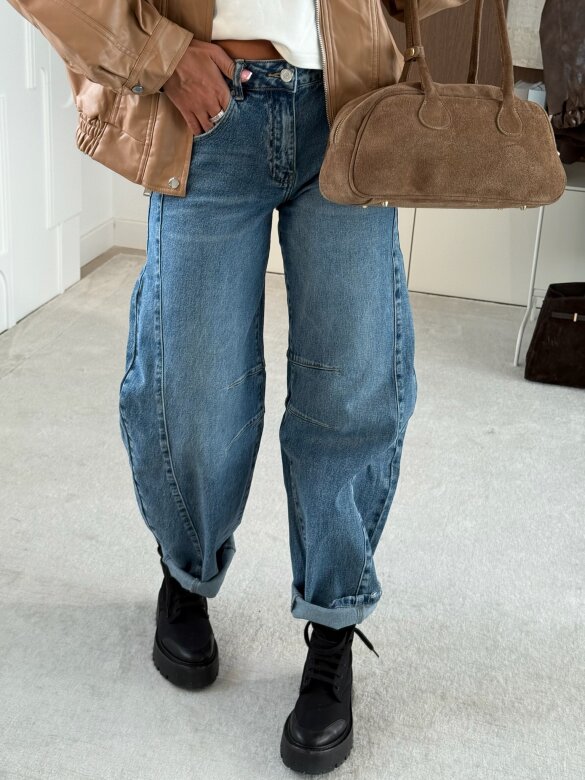 Spodnie John jeans balloon niebieskie