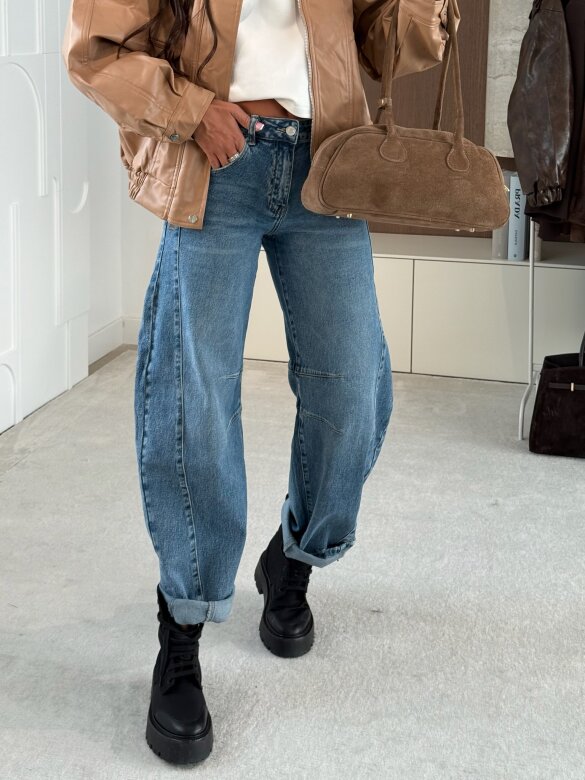 Spodnie John jeans balloon niebieskie