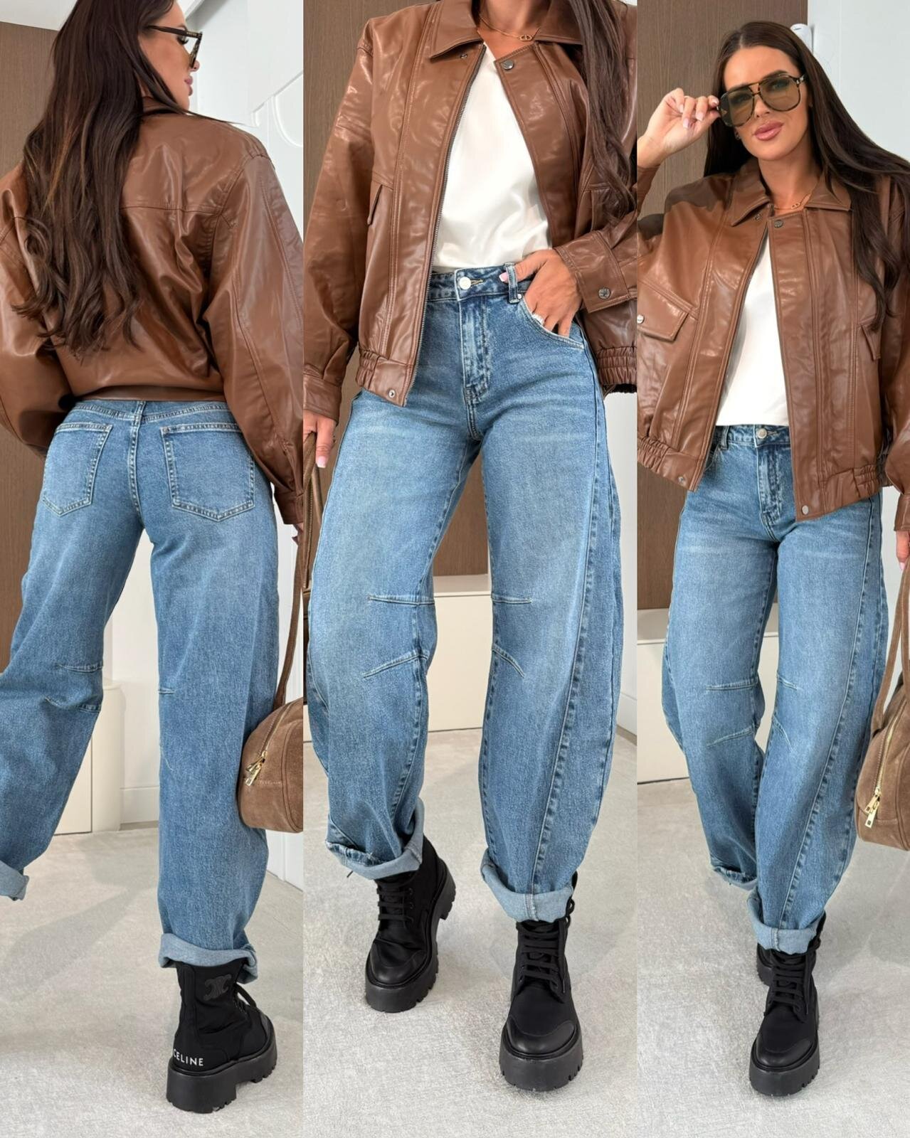 Spodnie John jeans balloon niebieskie