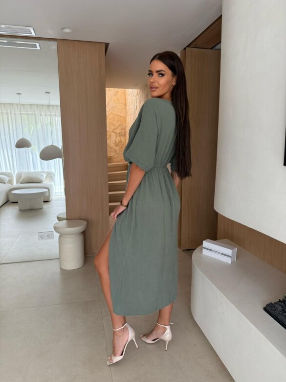 Sukienka Vanessa maxi muślinowa khaki 