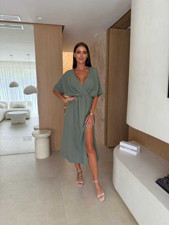 Sukienka Vanessa maxi muślinowa khaki 