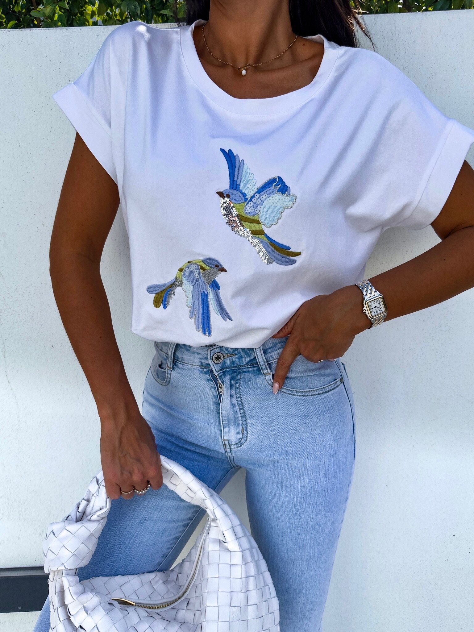 T-shirt Birds biały