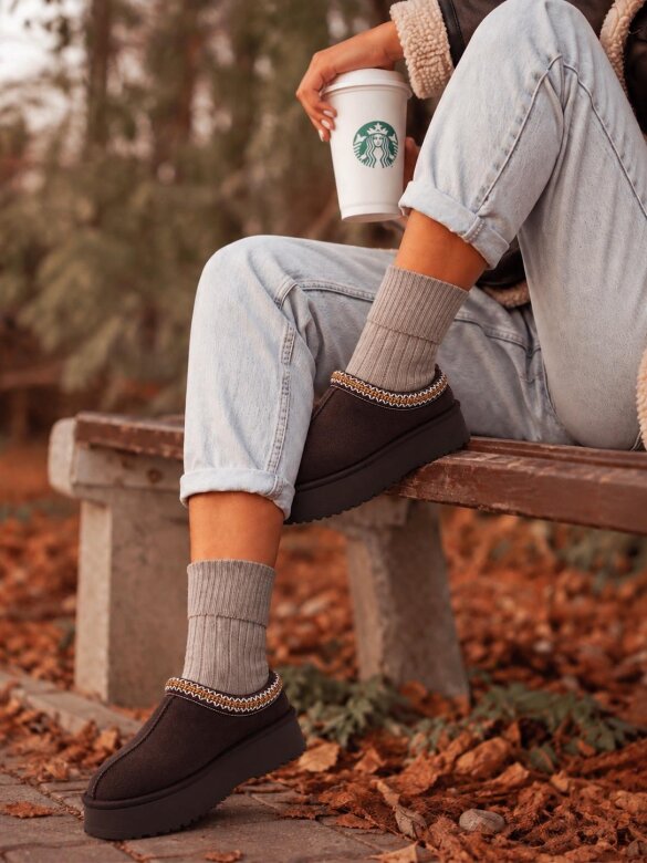 Socks Snowdrift with merino wool 79% mocca 