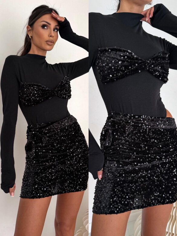 Dress Bellara with velvet and sequins black