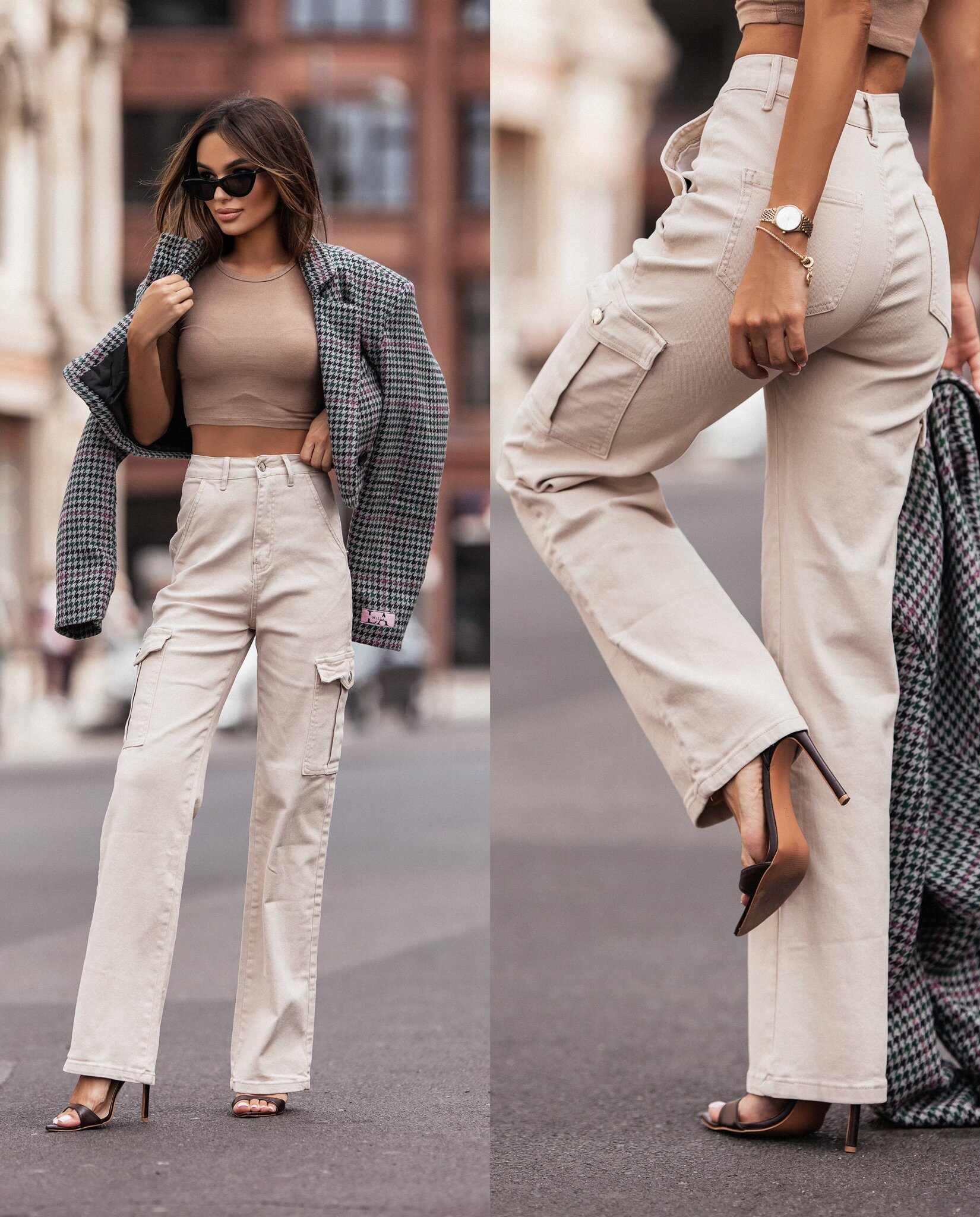 Spodnie Vergaro jeans ecru