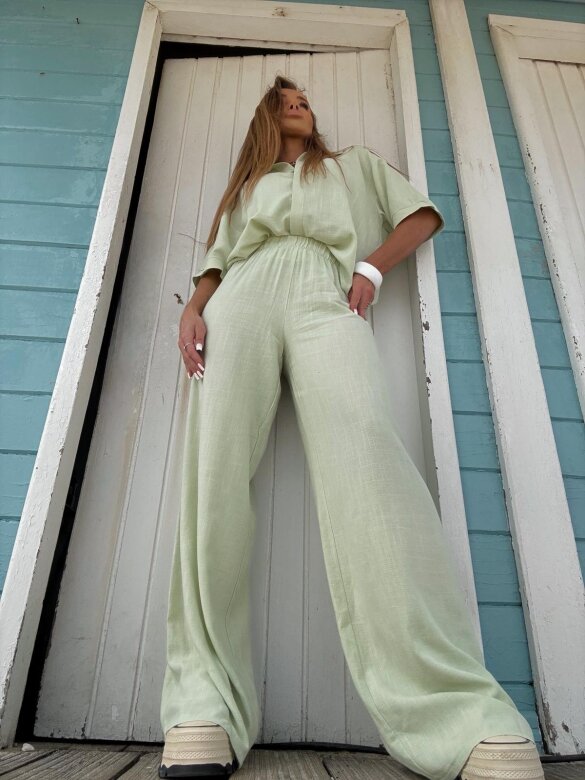 Komplet 2w1 Caldere 100% len pistacjowy 