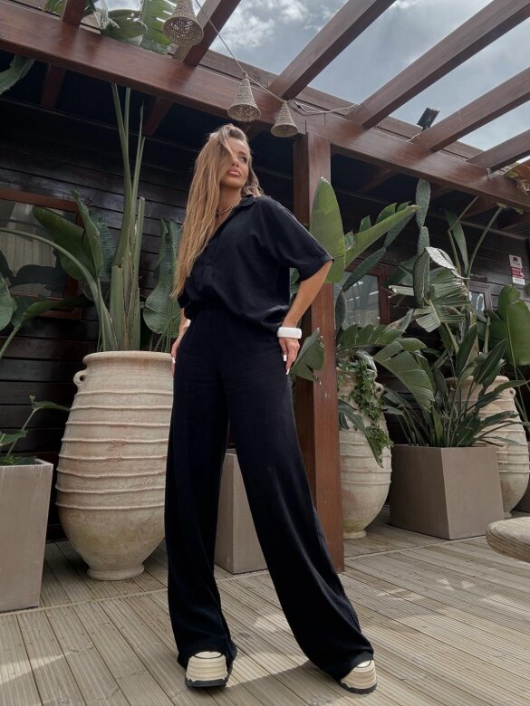 Komplet 2w1 Caldere 100% len czarny 