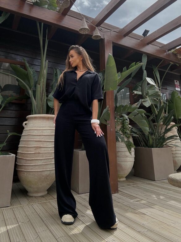 Komplet 2w1 Caldere 100% len czarny 