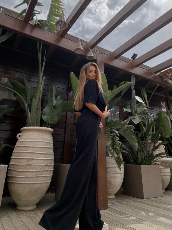 Komplet 2w1 Caldere 100% len czarny 