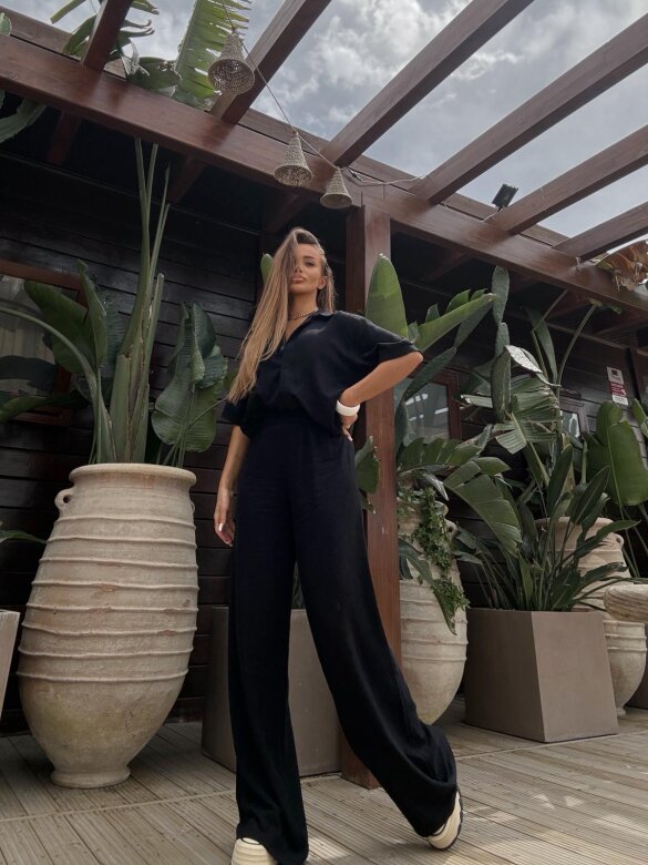 Komplet 2w1 Caldere 100% len czarny 