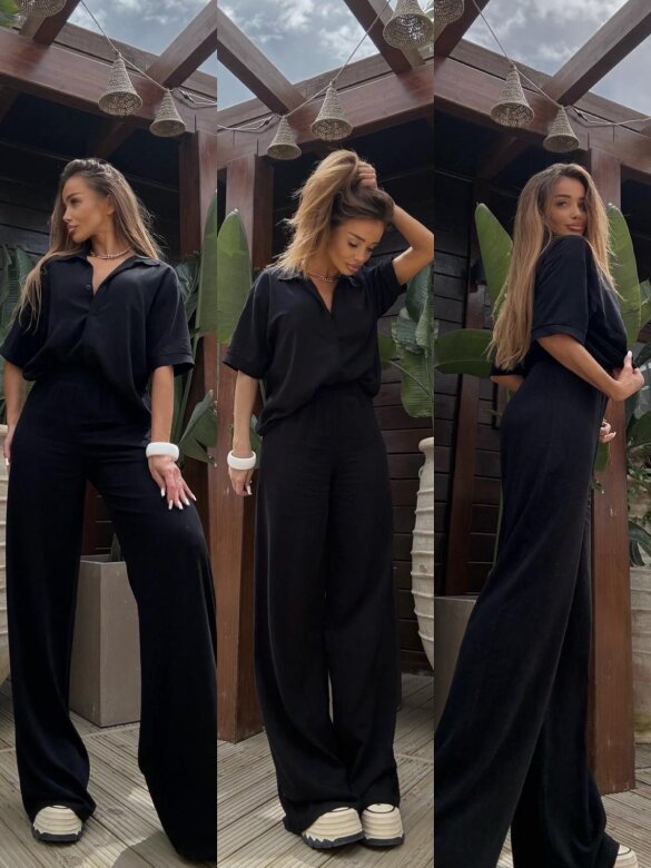 Komplet 2w1 Caldere 100% len czarny 