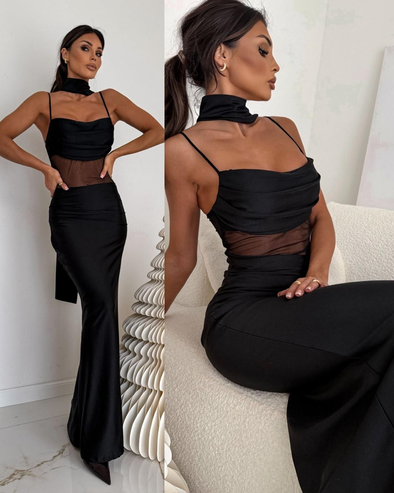 Sukienka Fiolina z siateczką czarna 