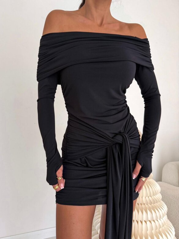 Sukienka Divena z szarfą czarna