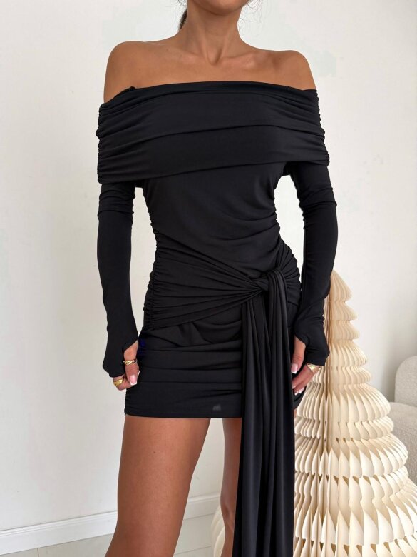 Sukienka Divena z szarfą czarna