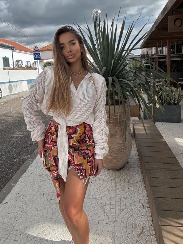 Bluzka Soleil Society z bawełną jasnobeżowa