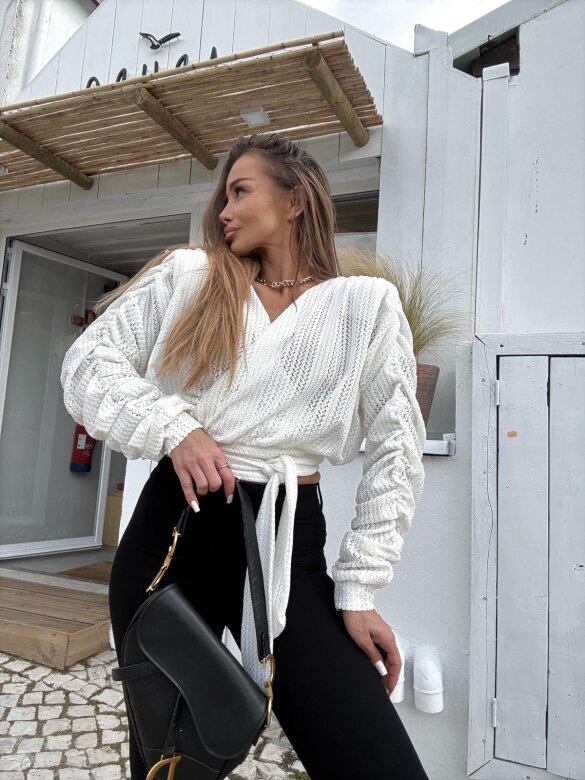 Bluzka Soleil Society z bawełną ecru 