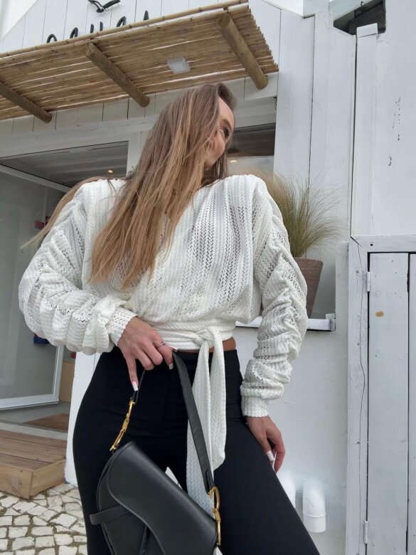 Bluzka Soleil Society z bawełną ecru 