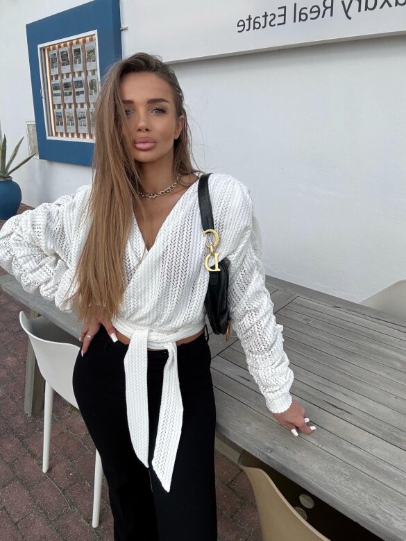 Bluzka Soleil Society z bawełną ecru 