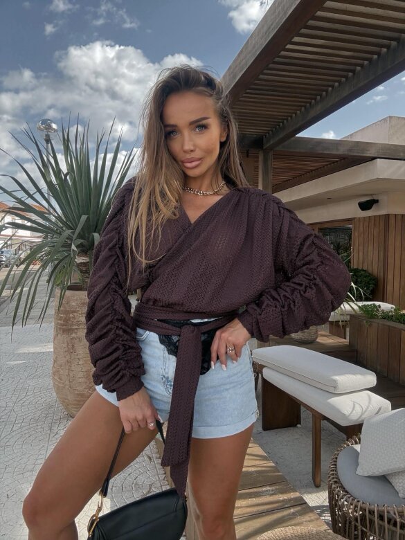 Bluzka Soleil Society z bawełną czekoladowa