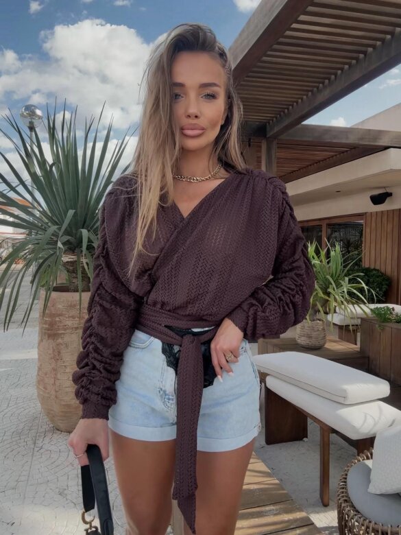 Bluzka Soleil Society z bawełną czekoladowa