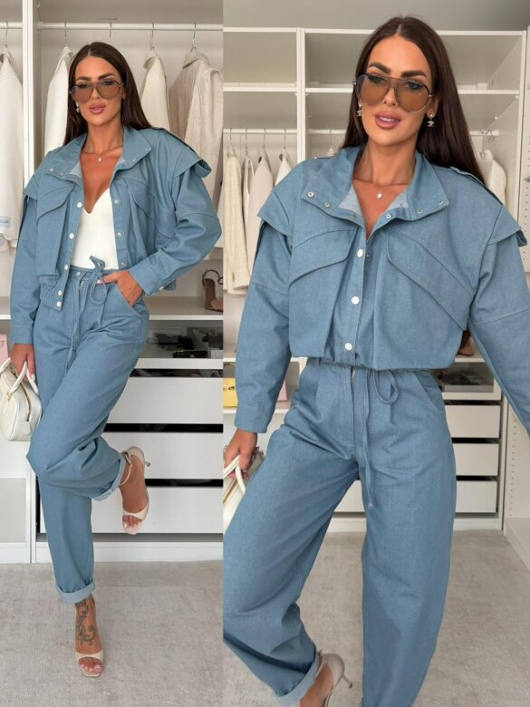 Bomberka Sandre jeans jasnoniebieska