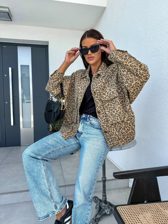 Katana Vera jeans animal print beżowo-czarna