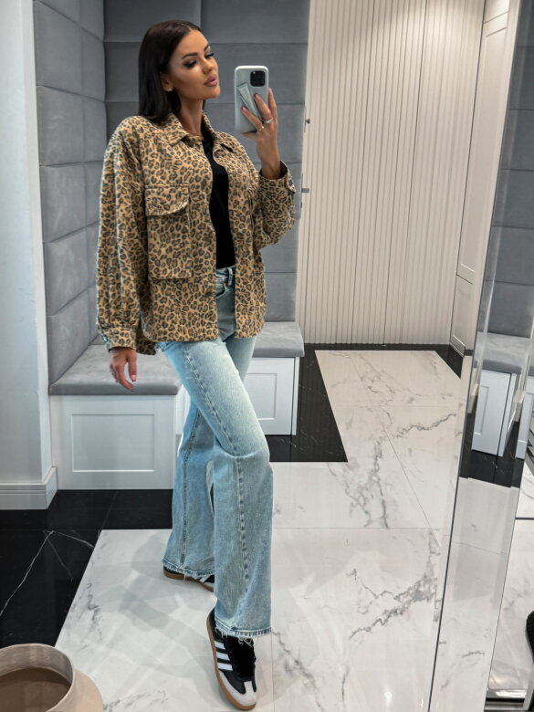 Katana Vera jeans animal print beżowo-czarna