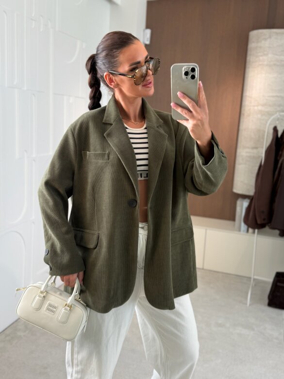 Marynarka Eralisea sztruksowa zielona