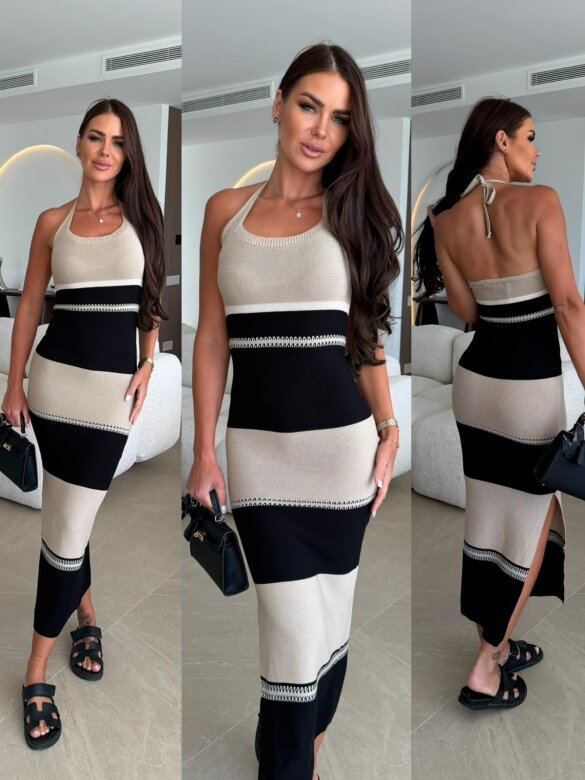 Dress Chelsea knitted black-beige
