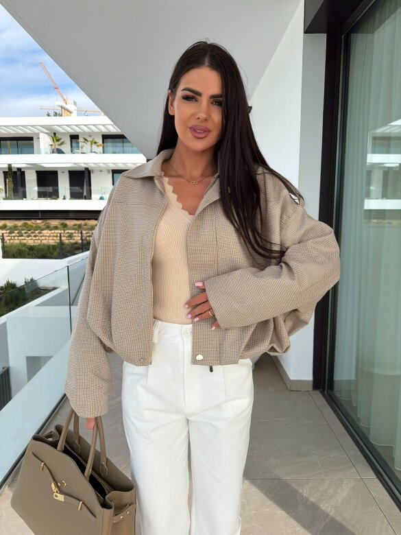 Bomberka Allbero w kratkę beżowa